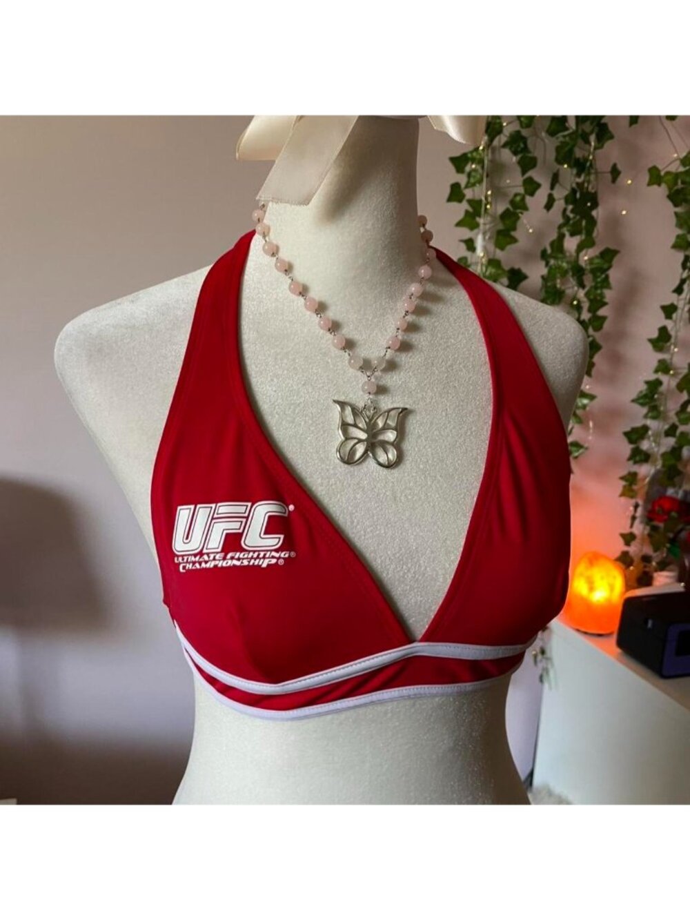 Red UFC halter bikini top